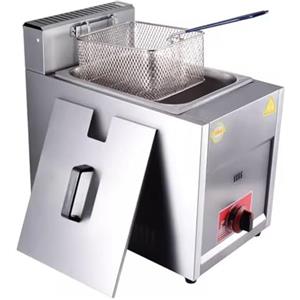 Generico Friggitrice a Gas da 20 L, Friggitrici in Acciaio Inox con Frittura Cestello e Coperchi, Potenza di Fuoco Regolabile, Facile da Pulire, Friggitrice a Olios da Banco per Casa Commerciale (10L)