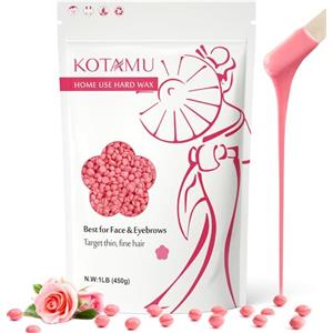 KOTAMU cera dura per la rimozione dei peli, cere per pelli sensibili, specifiche per peli sottili 1lb di cera dura rosa ideale per la depilazione domestica su viso,sopracciglia,mento e bikini
