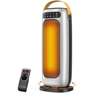 KQPZ Stufa Elettrica, 1500W PTC Termoventilatore con Telecomando, Display Touch a LED, 4 Modalità, 1-10H Timer, Oscillazione 110°, Protezione da Surriscaldamento e Ribaltamento, Basso Consumo Riscaldatore
