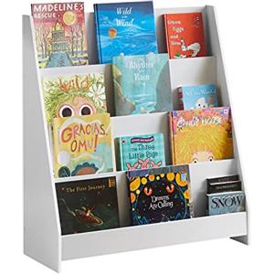 SoBuy Libreria Montessoriana per Bambini Scaffale Portagiochi Libreria da Terra Portariviste con 4 scomparti Porta Giochi Bambini Contenitori Bianco 80x30x88 cm KMB32-W
