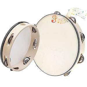 Aieraczy 2 Pezzi (6 pollici e 8 pollici) Tamburo a Mano In Legno, Tamburello Strumento Musicale, Professionale Percussioni per Feste Danza, Scuol