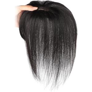 BEAHING Topper per veri capelli umani da 9, 8 pollici, nero naturale, estensioni clip-in con base in seta per donne con capelli sottili, uso quotidiano naturale