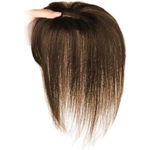 BEAHING Topper per capelli veri da 9, 8 pollici marrone, estensioni dei capelli con base in seta con clip per donne magre, dall'aspetto naturale per l'uso quotidiano