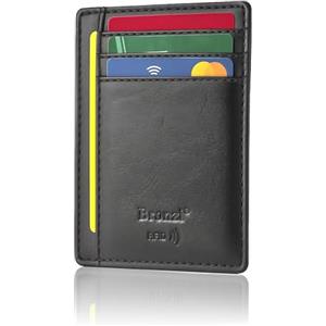 Bronzi® Portafoglio Uomo Slim | Pelle Alta Qualità Mini Nero| Piccolo Sottile Elegante | Portacarte Uomo Donna Portatessere Porta Carte Di Credito| Design Italiano Box Regalo