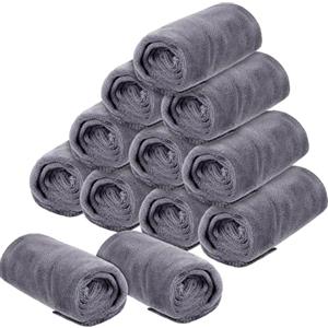 Tatuo 12 Pezzi 34 x 70 cm Asciugamani da Salone in Microfibra Asciugamani Viso con Superficie Assorbente da Parrucchiere Teli da Bagno per Doccia Panno per Palestra Spa Donna Bambini(Grigio)