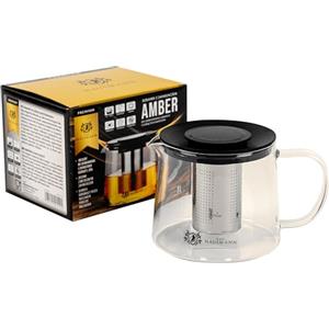 KARL HAUSMANN Teiera in Vetro con Infusore - 1L - Tisaniera Infusiera con Filtro - Bollitore da Cucina Sicuro per Piano Cottura - Colino in Acciaio Inox 304 - Caraffa per Tisane, Sfuso, Caffè