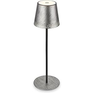 Briloner - Lampada da tavolo senza fili, 2 lampade in 1, lampada comodino dimmerabile, Lampada da Esterno, abat jour da comodino, lampada da tavolo ricaricabile, lampada scrivania, argento anticato