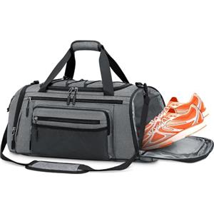 RAINSMORE Borsone Palestra Uomo Donna Borsa Palestra 40L con Scomparto Scarpe e Tasca Umida Borsa da Viaggio Piscina Sportiva Grigio