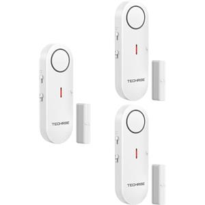 TechRise Allarme Casa Senza Fili Allarme Antifurto Sensore Allarme Porta, 3 Impostazioni Volume Antifurto Casa Con Campanello, Installazione Rapida Per Casa/Appartamento/Garage (3 PCS)