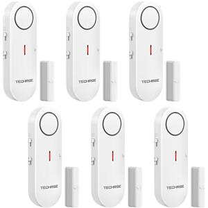 TechRise Allarme Casa Senza Fili Allarme Antifurto Sensore Allarme Porta, 3 Impostazioni Volume Antifurto Casa Con Campanello, Installazione Rapida Per Casa/Appartamento/Garage (6 PCS)