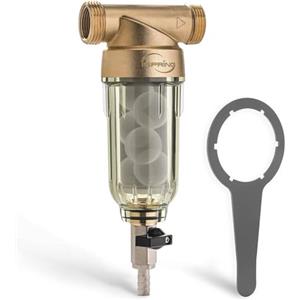 iSpring WSP-50SL Filtro Addolcitore a Sedimento Centrifugo Riutilizzabile per Tutta la Casa, Include Siliphos, Aiuta a Prevenire il Calcare e la Corrosione, G 1" - 3/4", 50 Micron