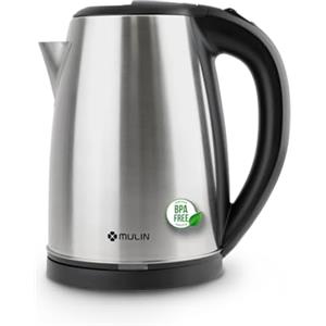 MU LIN MULIN Bollitore Elettrico in Acciaio Inox, 2L, 1500W Ebollizione Rapida, Base Girevole a 360° Spegnimento Automatico, Senza BPA Indicatore Acqua, Ideale per Tè e Caffè