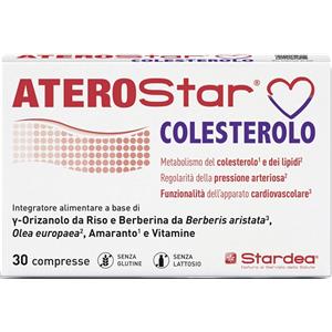 STARDEA Aterostar Colesterolo - Integratore con Berberina 500 mg, γ-Orizanolo, Olea Europaea, Vitamine B6 e B12 - 30 compresse