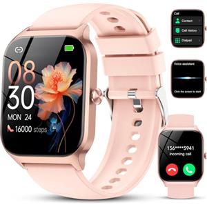 CASCHO Smartwatch Donna, 1.85'' Orologio Smartwatch Donna con Chiamate Bluetooth/Assistente Vocale AI, 115+ Sportive Smart Watch con Contapassi/Sonno/Cardiofrequenzimetro,IP68 Fitness Tracker per iOS Android