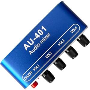 Yuattory DC 5V-12V AU-401 Mixer Audio Stereo 4 Ingressi 1 Uscita Controlla Individualmente la Scheda Mixing Audio Amplificatore per Cuffie DIY