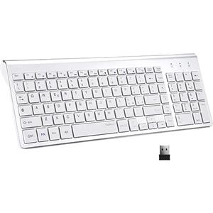 Hongu Tastiera senza fili, keyboard wireless 2.4GHz, pulsante silenzioso, compatibili Mac/Windows/tablet
