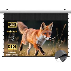 WUPRO FlowArc Schermo di Proiezione a Discesa 100 Pollici, Elettrico Motorizzato, Black Crystal 4K ALR, Parete/Soffitto, Compatibile con Proiettori ST/LT (Non UST), Ambienti Luminosi