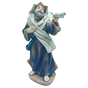 Christmas Decoration Personaggio Presepe Pastore con Corno Statuetta in Resina 15 cm