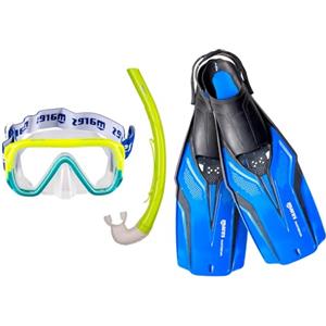 Mares Aquazone Set Nateeva Keewee Jr - Set Composto da Maschera, Boccaglio e Pinne da Snorkeling Bambini e Ragazzi - Blu, XS