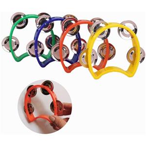 TianChgWei Tamburello portatile a doppia fila da 4 pezzi, tamburello portatile montabile a mezza luna, leggero, kit batteria a mezza luna per musicisti, cantanti, bande