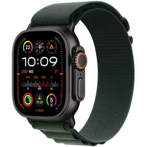 Apple Watch Ultra 2 GPS + Cellular 49mm Cassa Titanio Nero con Dark Green Alpine Loop Medium