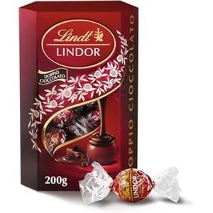 Lindt Lindor Doppio Cioccolato Praline di Cioccolato al Latte con Ripieno Fondente 16 Cioccolatini, Confezione da 200g