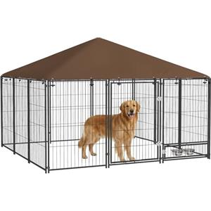PawHut Recinto per Cani da Esterno Grande Box, Tetto Anti-UV 211x211x151 cm