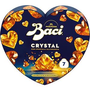 Perugina BACI PERUGINA Crystal Cioccolatini Fondenti all'Arancia ripieni al Gianduia, Scatola Cuore San Valentino 87,5g