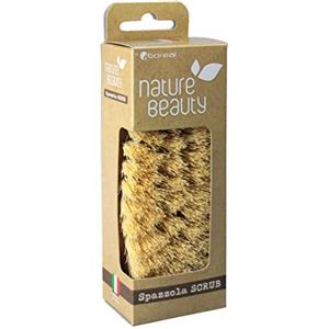 BOREAL Spazzola scrub. Spazzola corpo a secco setole naturali in tampico. Ottima per inestetismi, cellulite e ritenzione idrica. Migliora la circolazione con azione esfoliante. 15,5 cm x 6 cm x 4,5 cm