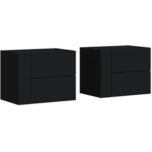 vidaXL Comodini a Muro 2 pz Nero 45x30x35 cm