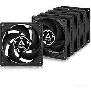 ARCTIC P8 Silent (5 Pezzi) - 80 mm Ventola per PC molto Silenziosa, Pressione Statica, Velocità 1600 RPM, 0,08 Sone - Nero
