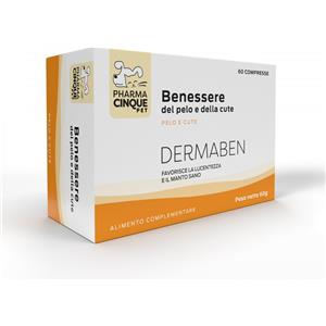 PHARMACINQUEPET DERMABEN - Integratore per Cani e Gatti, 60 Compresse per Pelle Sana e Pelo Lucente