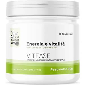 PharmaCinquePet Vitease - Integratore Multivitaminico per Cani e Gatti, 60 Compresse per Energia e Benessere