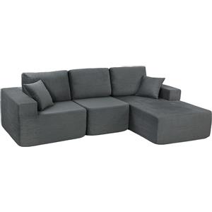 HOMCOM Divano letto angolare modulare, con seduta profonda, braccioli larghi, 2 cuscini, grigio scuro | Aosom Italy