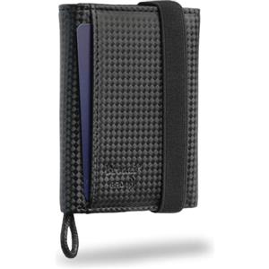 Bronzi® Portafoglio Uomo Slim Piccolo | Portacarte Uomo Donna Portatessere Porta Carte Di Credito | Portafogli Mini Protezione RFID con Portamonete | Box Regalo (Classic Carbon Nero)