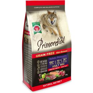 Primordial Crocchette Grain Free per Cani Adulti Mini con Anatra e Trota - 2 kg