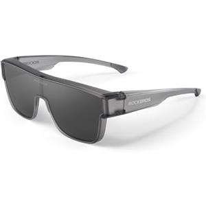ROCKBROS Sovraocchiali da Sole Donna Uomo Polarizzati, Occhiali da Sole Sovrapponibili Protezione UV400, Occhiali Sportivi Antiriflesso per Ciclismo Bici MTB Corsa Pesca, Grigio