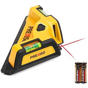 PREXISO Laser ad Angolo a 90 Gradi, Livella Laser con Livella a Bolla, Livello Laser da 10m, Ideale per Posa di Piastrelle e Pavimenti, Include 2 x AA Batterie