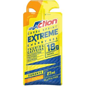 PROACTION Carbo Sprint Extreme Gel Energetico 27 ml - Gusto Arancia, Limone e Cola con Caffeina e Taurina