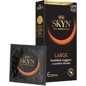 SKYN Large - Preservativi Senza Lattice in Poliisoprene - Ultramorbidi e Larghi, 6 Pezzi