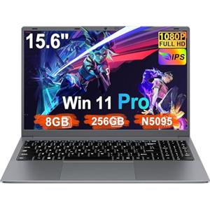 Ruzava PC Portatile 15.6 Pollici Celeron N5095 Upto 2,9 GHz Win11 Pro Laptop 8GB RAM 256GB SSD TF 1TB LPDDR4 5G WiFi 1920*1080 FHD USB 3.0 Widevine L1 Computer Portatile Con il Topo Film Italiano - Grigio