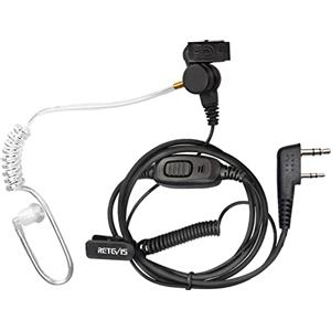 Retevis EEK009 Auricolare Walkie Talkie, Auricolare di Sicurezza 2 pin Bobina Tubo Acustico Nascosto Cuffie Compatibile con JUCJET RT24 RT668 RT27 eSYNiC BF-88E BaoFeng BF-888S (1 Pezzo)