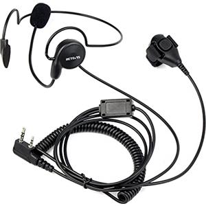 Retevis Walkie Talkie Auricolare con Microfono, Cuffia a 2 pin, Auricolare Dietro Testa, Compatibile con Radio RT24 RT619 RT27 RT5R RT85 Baofeng UV-5R BF-888S Kenwood eSynic HYT (1 Pz)