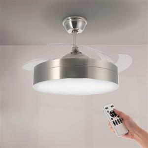 M mimotec - Ventilatore da soffitto con luce a LED Messe 72W Nichel con luce, Telecomando e controllo dall'app, basso consumo energetico, motore DC, 6 velocità, silenzioso
