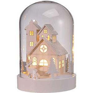 Spetebo Campana di vetro decorativa a LED. Mini città di Natale. Scena di Natale in vetro illuminato.