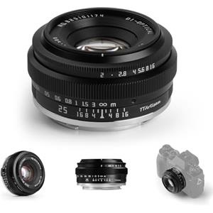 TTARTISAN 25mm F2 Obiettivo Fotografico per Attacco Camera Lens Fuji X APS-C Obiettivo Pancake Portatile Manuale in Metallo per Attacco Fujifilm XF X-T5 X-H2S X-S20 X-T30 II X-E4 X-S10 X-H2 X-H1