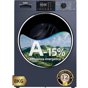 CHiQ CW8728X Lavatrice Slim incasso carico frontale 8 KG, Grigio, Classe A-15%, Pure Flat Design a risparmio di spazio, Tamburo extra-largo 530 mm, 1400 RPM, Lavaggio a vapore, One-Touch Wash