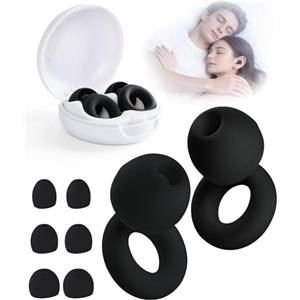 lulir Tappi Orecchie Dormire - Tappi per Orecchie Antirumore Riutilizzabili con Riduzione Rumore 28dB SNR, 4 Misure, per Sonno, Viaggio, Concentrazione e Sensibilità al Rumore (Nero)