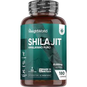 WeightWorld Shilajit Himalayano Puro in 180 Capsule Vegane, 20000mg per Capsula, 1 al Giorno (per 6 Mesi), Estratto 40:1 di Shilajit Puro, Mumijo, Privo di Magnesio Stearato e Additivi, Prodotto nel Regno Unito