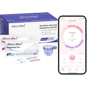 MomMed Kit di Test Ovulazione e Gravidanza (HCG 25-LH80), Alta Sensibilità di 25 mIU/ml, 25 Strisce Test di Gravidanza, 80 Strisce Test di Ovulazione, 105 Contenitori di Raccolta dell'Urina